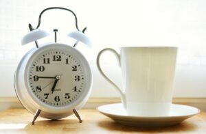 Alarm clock, cup, morning coffee.jpg